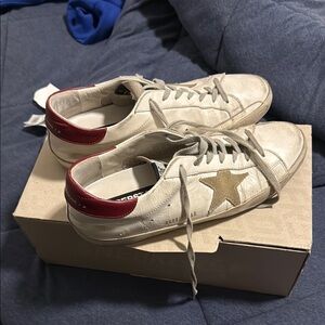 Golden Goose White and Gold Star Sneakers